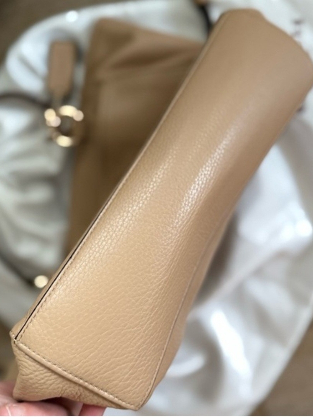 Coach Pebbled Leather Satchel in Tan - Picture 3 of 6